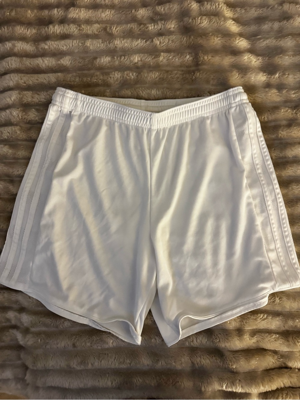 adidas White Women's Athletic Shorts with Side Stripes